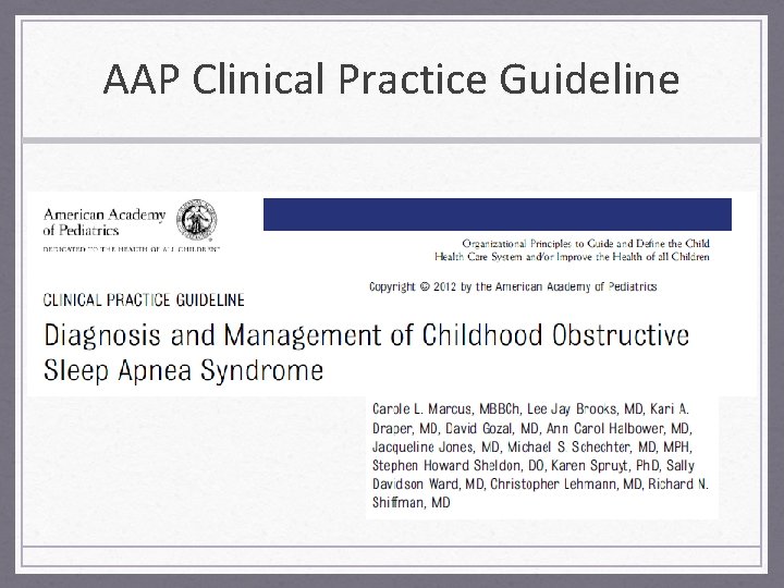AAP Clinical Practice Guideline 