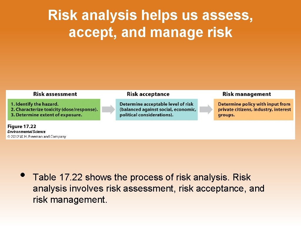 Risk analysis helps us assess, accept, and manage risk • Table 17. 22 shows