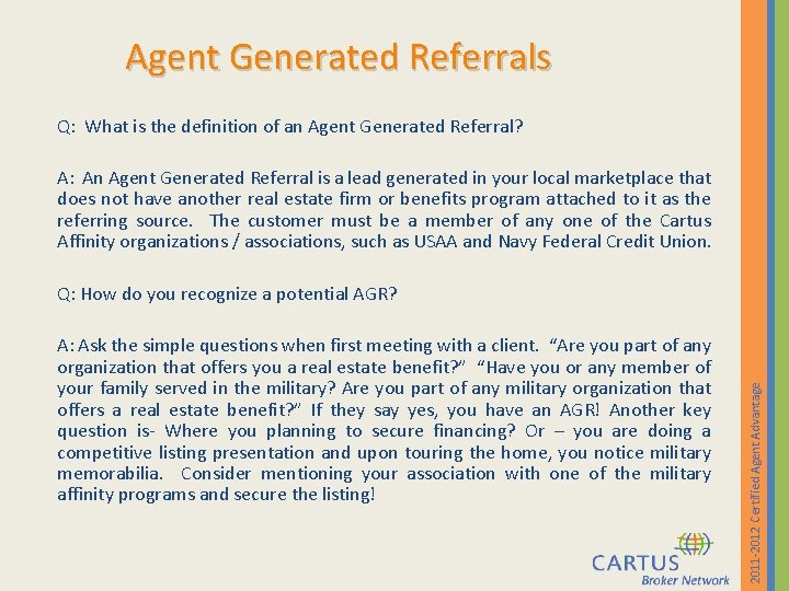 2012 13 Certified Agent Advantage Cartus Network Affinity