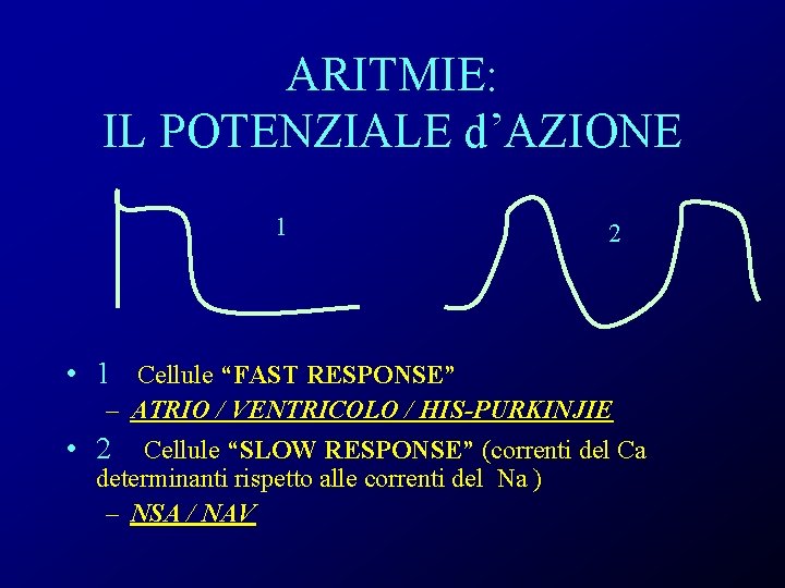 ARITMIE: IL POTENZIALE d’AZIONE 1 2 • 1 Cellule “FAST RESPONSE” – ATRIO /