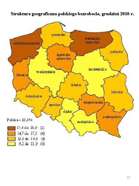 Struktura geograficzna polskiego bezrobocia, grudzień 2010 r. 17 