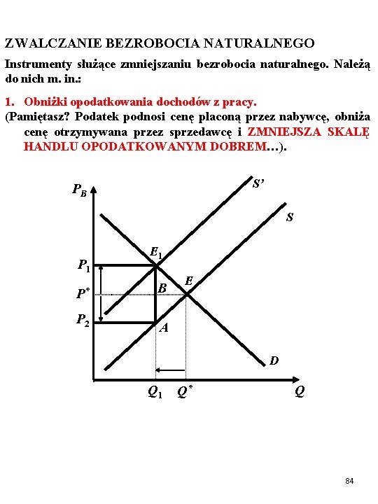 ZWALCZANIE BEZROBOCIA NATURALNEGO Instrumenty służące zmniejszaniu bezrobocia naturalnego. Należą do nich m. in. :