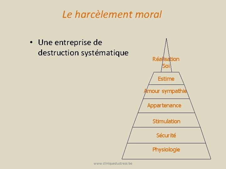 Le harcèlement moral • Une entreprise de destruction systématique Réalisation Soi Estime Amour sympathie