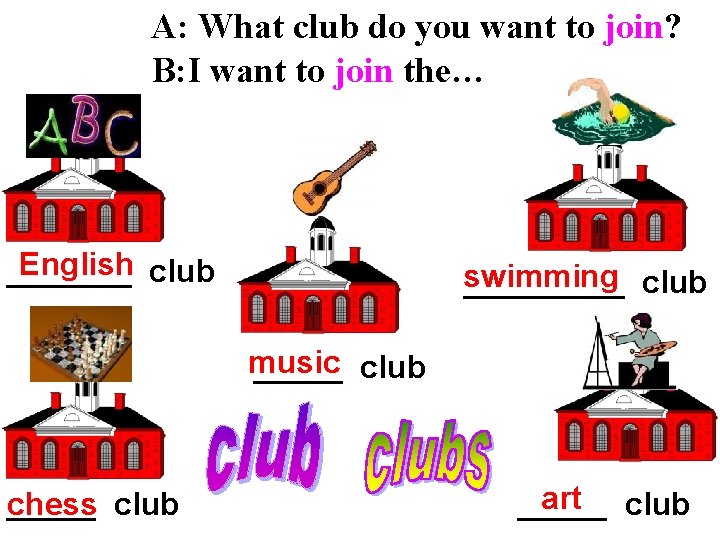 A: What club do you want to join? B: I want to join the…