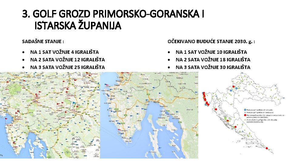 3. GOLF GROZD PRIMORSKO-GORANSKA I ISTARSKA ŽUPANIJA SADAŠNE STANJE : OČEKIVANO BUDUĆE STANJE 2030.