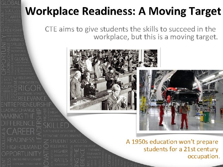 Workplace Readiness: A Moving Target CTE aims to give students the skills to succeed