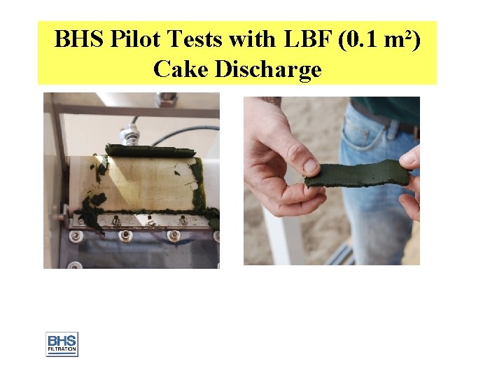 BHS Pilot Tests with LBF (0. 1 m²) Cake Discharge 