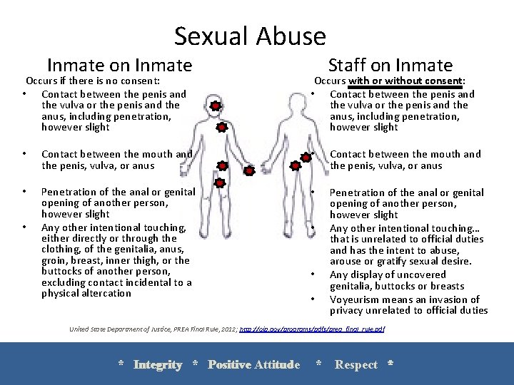 Sexual Abuse Inmate on Inmate Staff on Inmate Occurs if there is no consent: