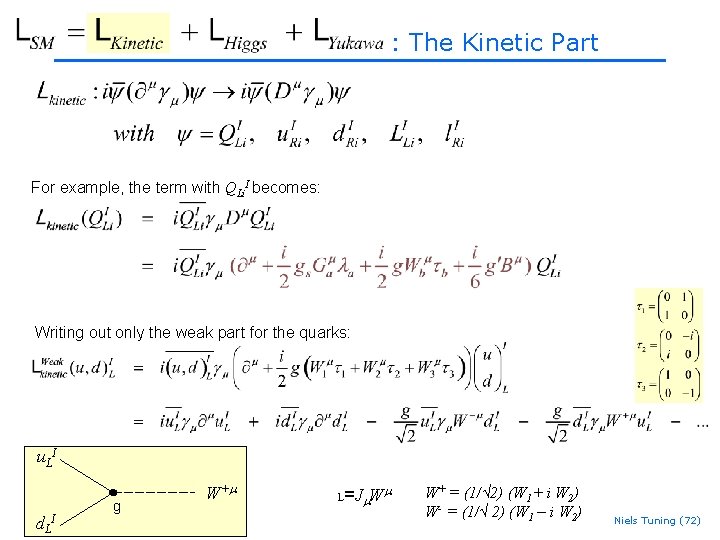 : The Kinetic Part For example, the term with QLi. I becomes: Writing out : The Kinetic Part For example, the term with QLi. I becomes: Writing out