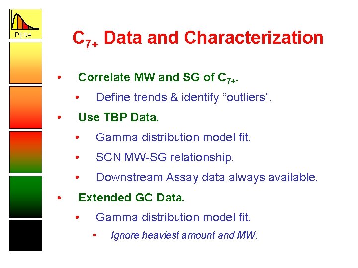C 7+ Data and Characterization PERA • Correlate MW and SG of C 7+.