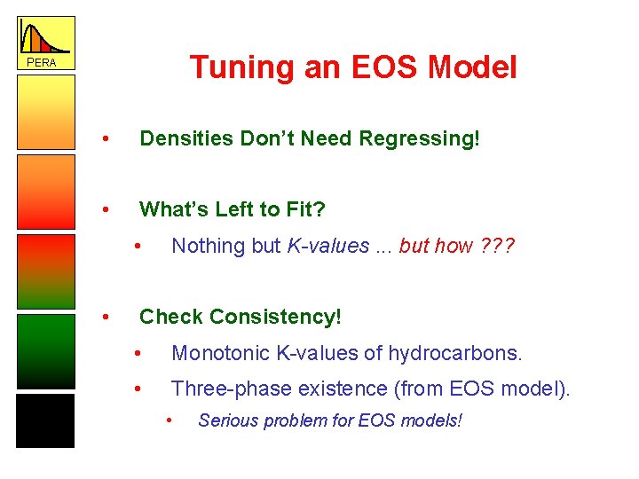 Tuning an EOS Model PERA • Densities Don’t Need Regressing! • What’s Left to