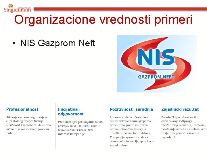 Organizacione vrednosti primeri • NIS Gazprom Neft 