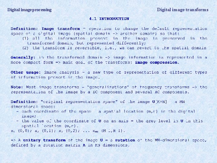 Digital image processing Digital image transforms 