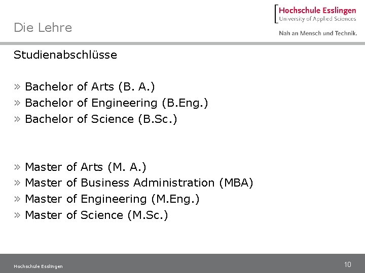 Die Lehre Studienabschlüsse » Bachelor of Arts (B. A. ) » Bachelor of Engineering