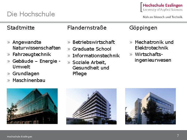 Die Hochschule Stadtmitte Flandernstraße Göppingen » Angewandte Naturwissenschaften » Fahrzeugtechnik » Gebäude – Energie