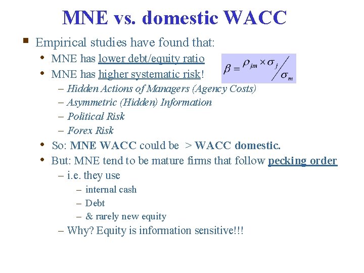 International Cost Of Capital Or Chapter 11 Agenda