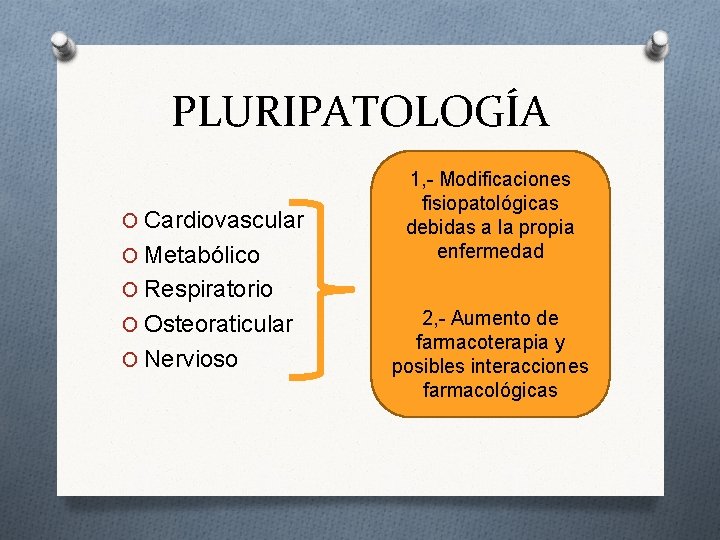 PLURIPATOLOGÍA O Cardiovascular O Metabólico 1, - Modificaciones fisiopatológicas debidas a la propia enfermedad