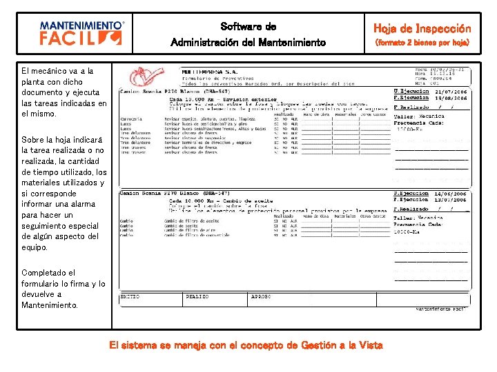 Software de Administración del Mantenimiento Hoja de Inspección (formato 2 bienes por hoja) El