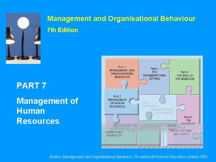 Management and Organisational Behaviour 7 th Edition PART 7 Management of Human Resources Mullins: