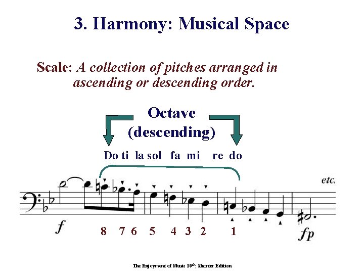 3. Harmony: Musical Space Scale: A collection of pitches arranged in ascending or descending