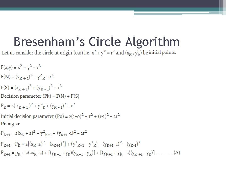 Bresenham’s Circle Algorithm 