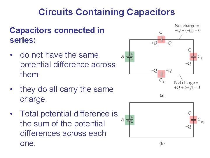 Circuits Containing Capacitors connected in series: • do not have the same potential difference