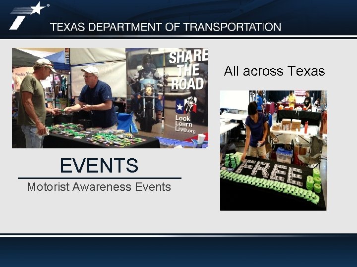 All across Texas EVENTS Motorist Awareness Events 