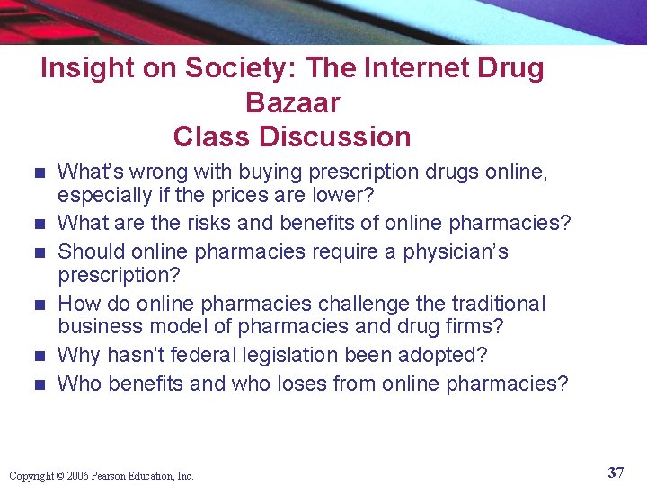 Insight on Society: The Internet Drug Bazaar Class Discussion n n n What’s wrong