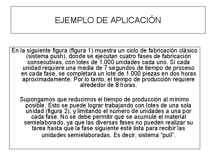 EJEMPLO DE APLICACIÓN En la siguiente figura (figura 1) muestra un ciclo de fabricación