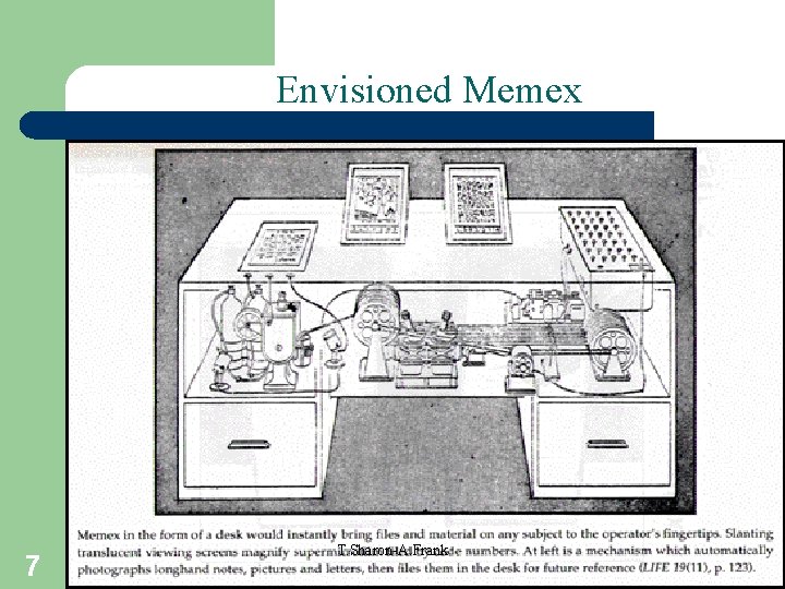 Envisioned Memex 7 T. Sharon-A. Frank 