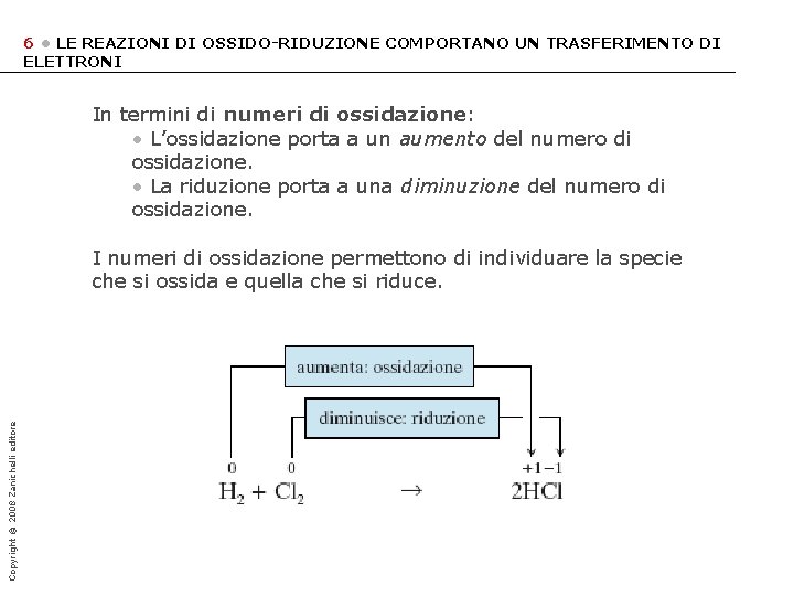 6 • LE REAZIONI DI OSSIDO-RIDUZIONE COMPORTANO UN TRASFERIMENTO DI ELETTRONI In termini di