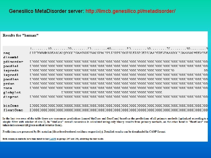 Genesilico Meta. Disorder server: http: //iimcb. genesilico. pl/metadisorder/ 