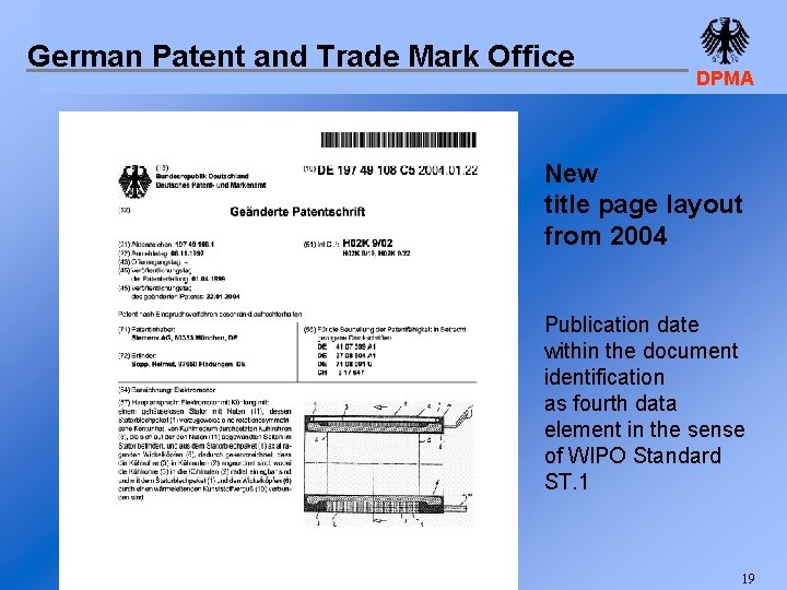 German Patent and Trade Mark Office DPMA New title page layout from 2004 Publication