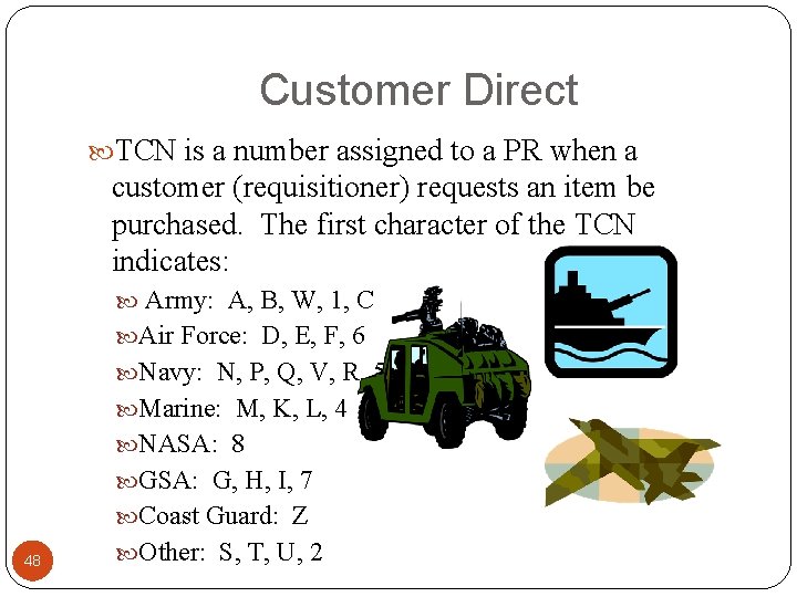 Customer Direct TCN is a number assigned to a PR when a customer (requisitioner)