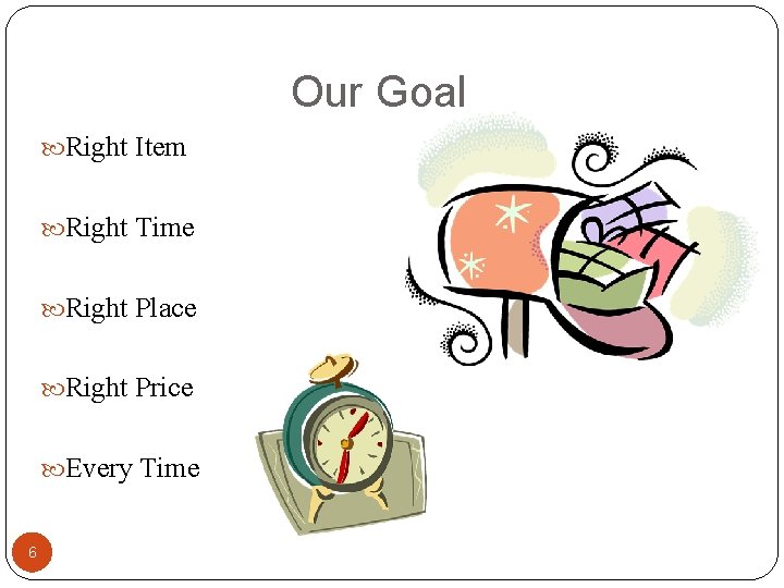 Our Goal Right Item Right Time Right Place Right Price Every Time 6 