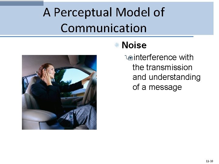 A Perceptual Model of Communication Noise 9 interference with the transmission and understanding of
