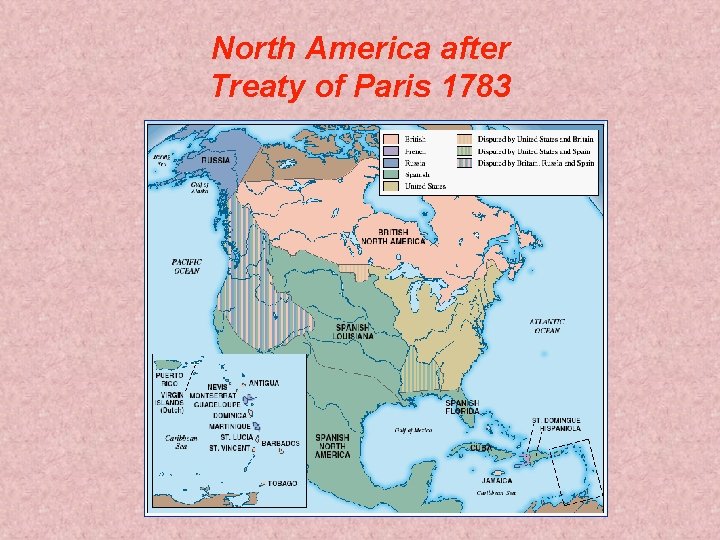 North America after Treaty of Paris 1783 