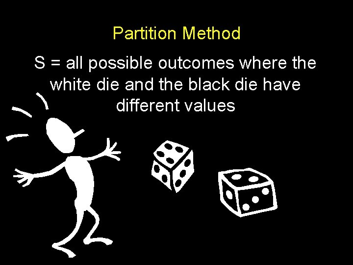 Partition Method S = all possible outcomes where the white die and the black