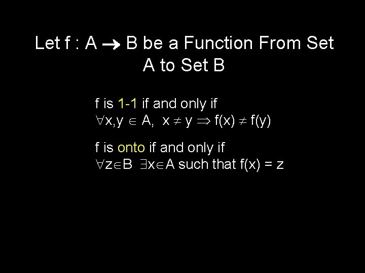 Let f : A B be a Function From Set A to Set B