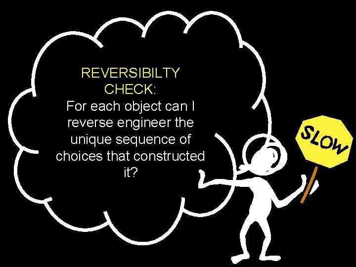 REVERSIBILTY CHECK: For each object can I reverse engineer the unique sequence of choices