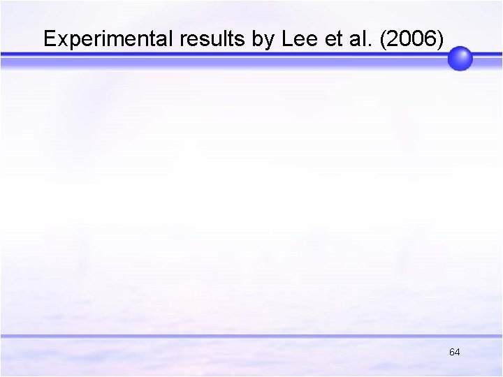 Experimental results by Lee et al. (2006) 64 Experimental results by Lee et al. (2006) 64