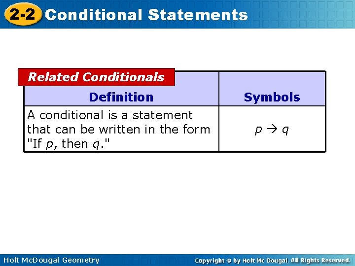 2 -2 Conditional Statements Related Conditionals Definition Symbols A conditional is a statement that