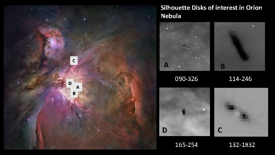 Silhouette Disks of interest in Orion Nebula C A B 114 -246 090 -326