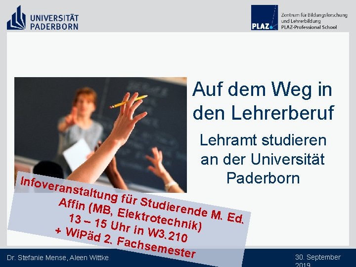 Auf dem Weg in den Lehrerberuf Infove Lehramt studieren an der Universität Paderborn ransta