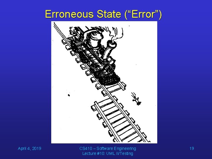 Erroneous State (“Error”) April 4, 2019 CS 410 – Software Engineering Lecture #10: UML