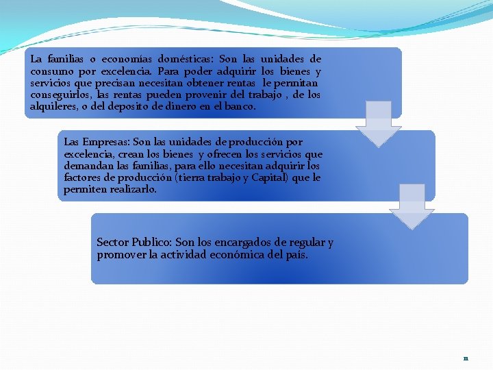 La familias o economías domésticas: Son las unidades de consumo por excelencia. Para poder