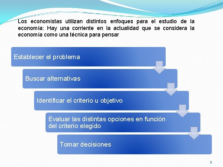 Los economistas utilizan distintos enfoques para el estudio de la economía: Hay una corriente