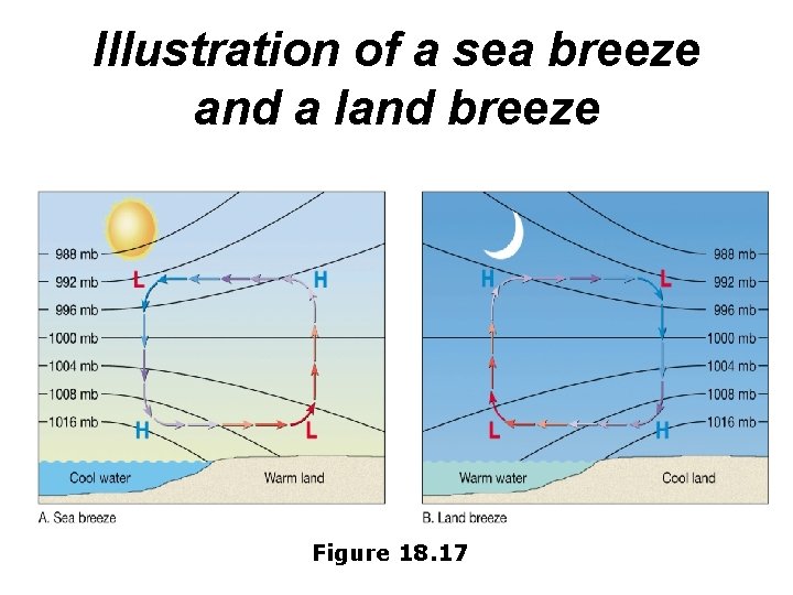 Illustration of a sea breeze and a land breeze Figure 18. 17 