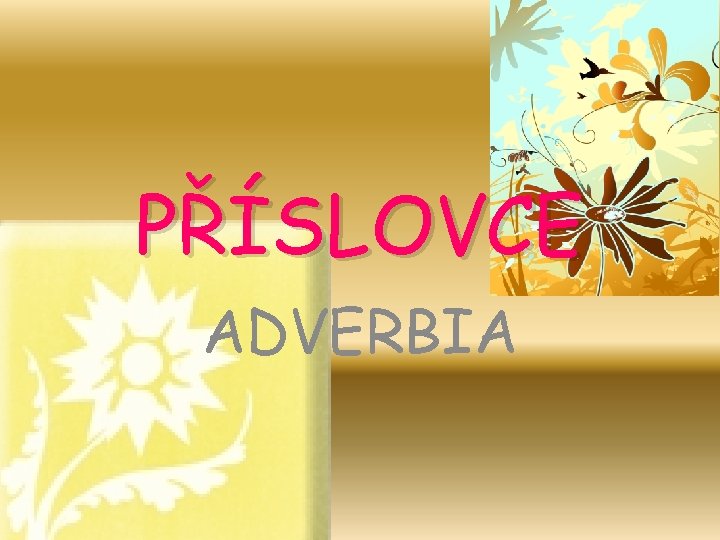 PŘÍSLOVCE ADVERBIA 