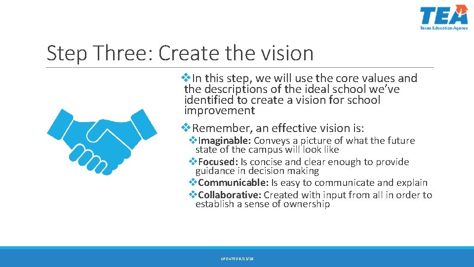 Step Three: Create the vision v. In this step, we will use the core Step Three: Create the vision v. In this step, we will use the core